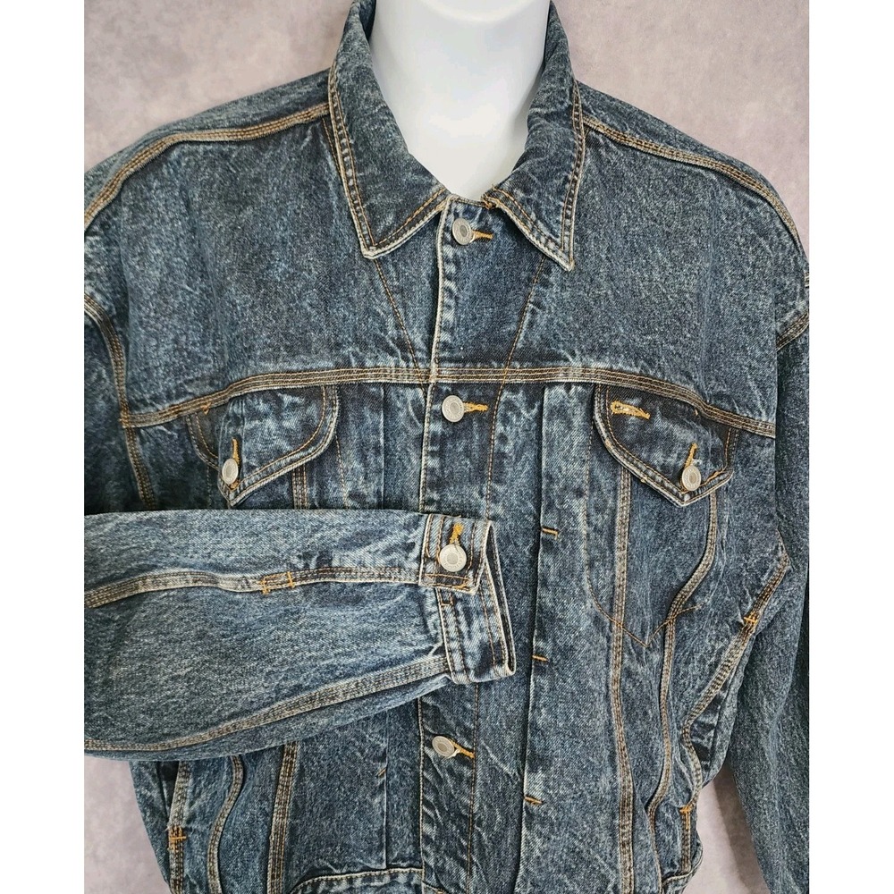 Vintage Jordache Basics Jean‎ Jacket Acid Wash Distressed Size Large 80s/90s